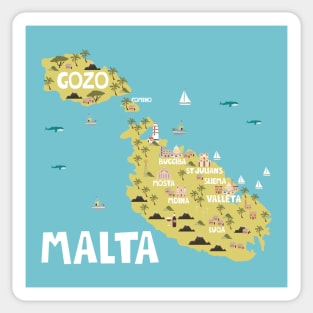 Malta Illustrated Map Sticker